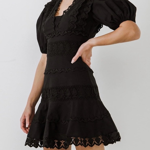Endless Rose Black Long Sleeve Dress with Lace Details - Picture 10 of 11